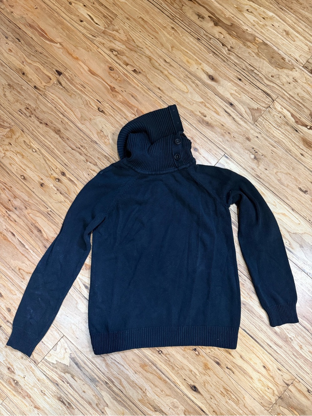 GAP Men's Black Turtleneck Button-Neck Sweater